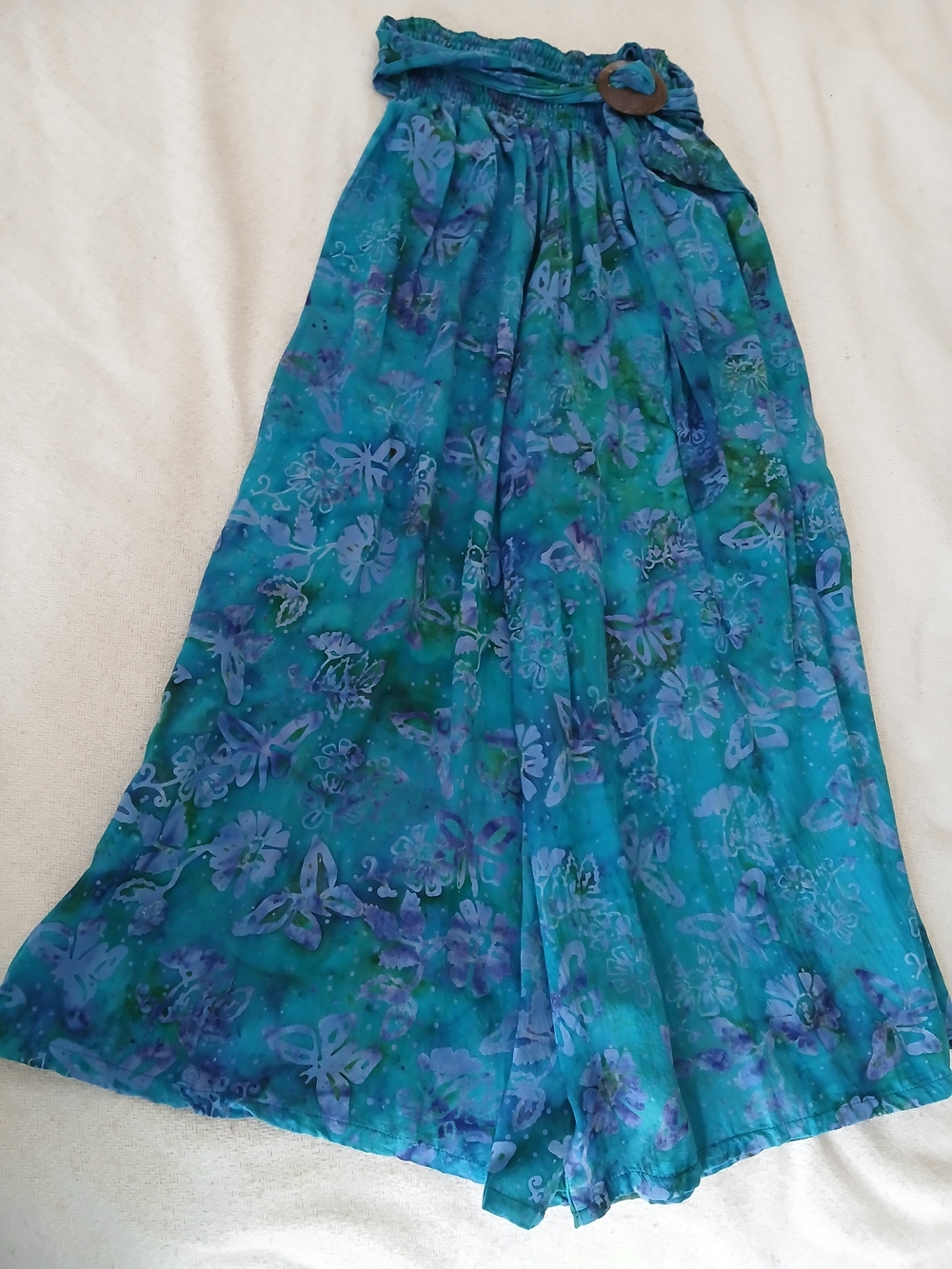 Tropical Vibrations Boho Wide Leg Floral Print Pants in Teal